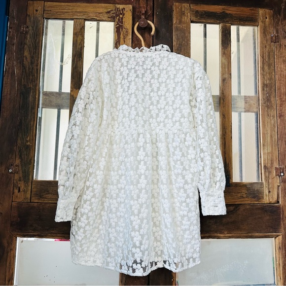 ZARA TEXTURED WEAVE MINI DRESS LACE FLORAL BOHO FLOWY Size Medium - Picture 5 of 8